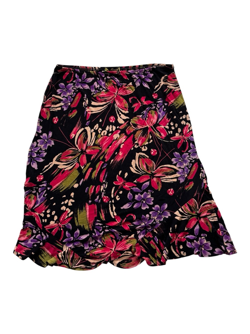 Mirasol Black Midi Skirt with Floral Print